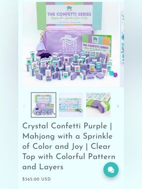 Crystal Confetti Purple Mahjong Set, NWT